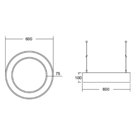 BRUMBERG Biro Circle Ring10 up/down Ø 60 cm DALI strieborná 840