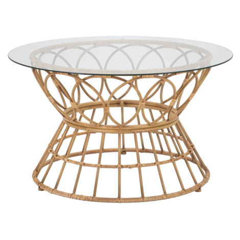 Okrúhly konferenčný stolík so sklenenou doskou v prírodnej farbe ø 75 cm Panama - Mauro Ferretti