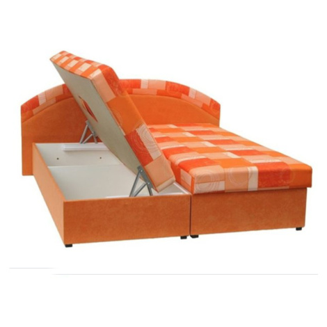 Manželská posteľ, pružinová, oranžová/vzor, KASVO Tempo Kondela