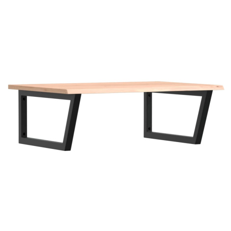 vidaXL Polica pod umývadlo, nástenná, oceľ a dubový masív