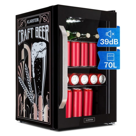 Klarstein Beersafe 70, Craft Beer Edition, chladnička, 70 litrov, 3 police, panoramatické sklene