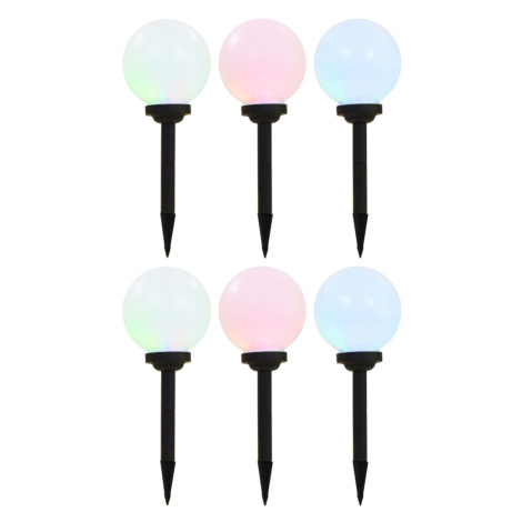 vidaXL Vonkajšie solárne lampy 6 ks 20 cm LED guľové RGB