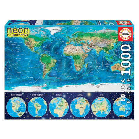 Educa puzzle Neon World map 1000 dielov 16760