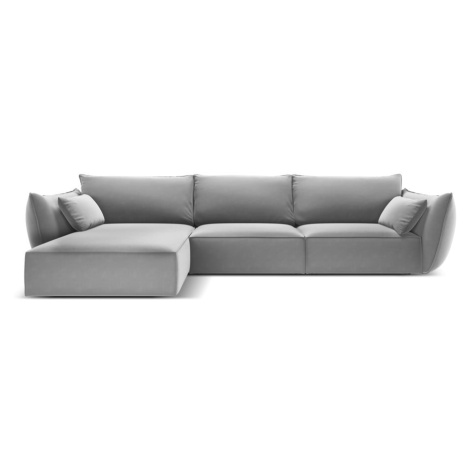 Svetlosivá zamatová rohová pohovka (ľavý roh/s leňoškou) Vanda – Mazzini Sofas