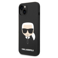 Silikónové puzdro Karl Lagerfeld na Apple iPhone 14 KLHMP14SSLKHBK Liquid Silicone Karl Head Mag