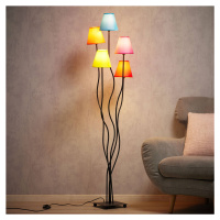 Textilná stojaca lampa Colori 5-plameňová pestrá