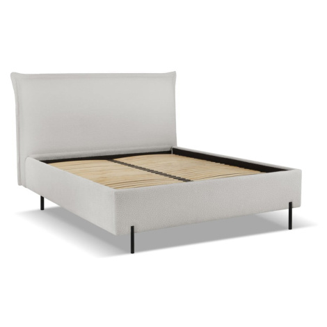 Svetlosivá čalúnená dvojlôžková posteľ s úložným priestorom a roštom 140x200 cm Armie – Milo Cas Milo Casa