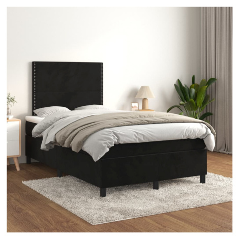 vidaXL Posteľný rám boxspring s matracom čierny 120x200 cm zamat