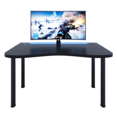 Expedo Počítačový herný stôl CODE Y2 s LED, 135x73-76x65, čierna/čierne nohy