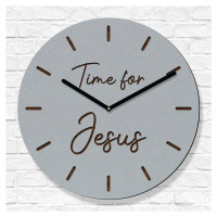 Kresťanské hodiny na stenu - Time for Jesus, Strieborná