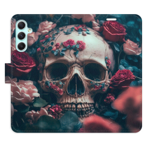 Flipové puzdro iSaprio - Skull in Roses 02 - Samsung Galaxy A34 5G