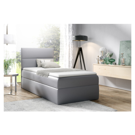 Expedo Čalúnená posteľ boxspring MANA + topper, 90x200, sivá, ľavá