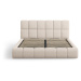 Svetlohnedá čalúnená dvojlôžková posteľ s úložným priestorom s roštom 160x200 cm Bellis – Micado