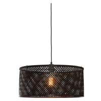 Čierne závesné svietidlo s bambusovým tienidlom ø 50 cm Java – Good&Mojo