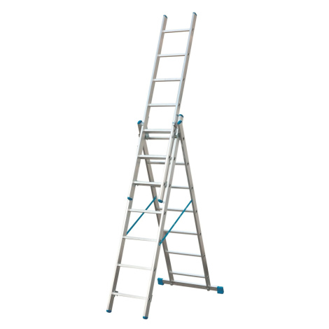 Univerzálny Trojdielny výsuvný rebrík VHR TS hliníkový, 3 x 7 priečok