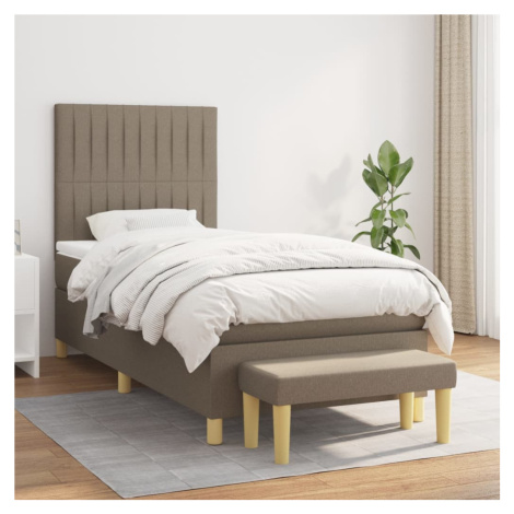 vidaXL Posteľný rám boxspring s matracom sivohnedý 90x190 cm látka