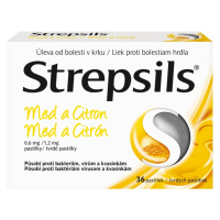 STREPSILS Med a Citrón tvrdé pastilky 36 kusov