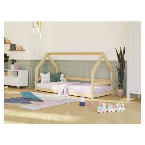 Benlemi Nízka posteľ domček SAFE 8v1 z dreva so zábranou Zvoľte farbu: Pastelovo ružová, Zvoľte 