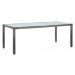 Záhradný stôl 150x90x75 cm sklo / polyratan Dekorhome Čierna,Záhradný stôl 150x90x75 cm sklo / p