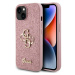 Guess PU Fixed Glitter 4G Metal Logo Zadný Kryt pre iPhone 13 Pink