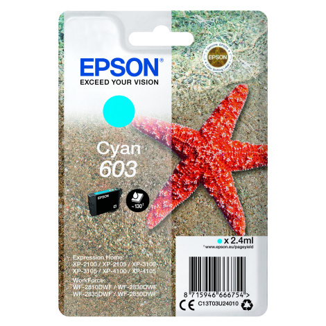 Epson originálna cartridge C13T03U24010, cyan, 2.4ml, Epson Expression Home XP-2100, 2105, 3100,