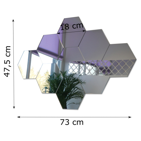 Dekoratívne zrkadlá Hexagon sada 9 kusov