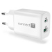 CONNECT IT Wanderer2 GaN nabíjací adaptér 1×USB-C + 1xUSB-A biely 33W PD