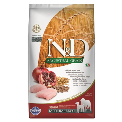 Farmina N&D dog AG senior medium & maxi, chicken, spelt, oats & pomegranate 2,5kg