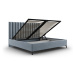 Svetlomodrá čalúnená dvojlôžková posteľ s úložným priestorom s roštom 180x200 cm Casey – Mazzini
