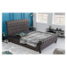 Estila Moderná manželská posteľ Gambino s tmavosivým Chesterfield čalúnením a čiernymi drevenými