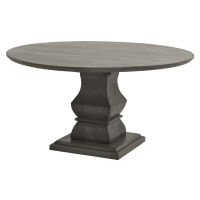 Estila Luxusný okrúhly jedálenský stôl Lucia z akáciového dreva s jednou ručne vyrezávanou nohou