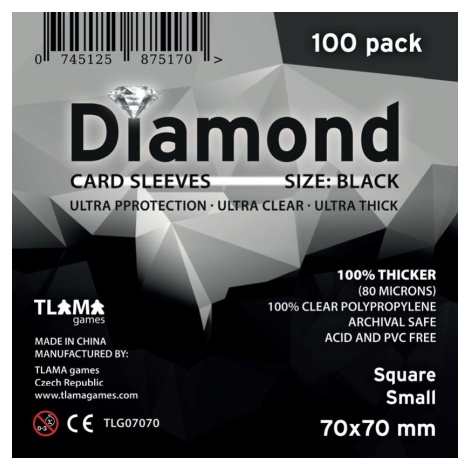 TLAMA games Obaly na karty Diamond Black: Square Small (70x70 mm)