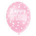 Balóniky latexové Happy Birthday ružové/fialové/biela perleť 6 ks ALBI