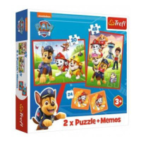 Puzzle 2v1 + pexeso Psí tím Tlapková patrola / Paw Patrol 27,5 x20,5cm v krabici 28x28x6cm