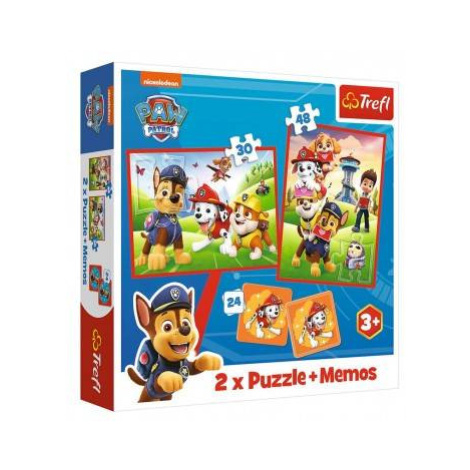 Puzzle 2v1 + pexeso Psí tím Tlapková patrola / Paw Patrol 27,5 x20,5cm v krabici 28x28x6cm