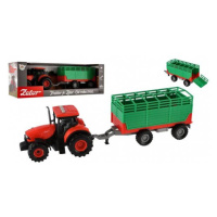 Traktor Zetor s vlekom plast 36cm na zotrvačník na bat. so svetlom so zvukom v krabici 39x13x13c