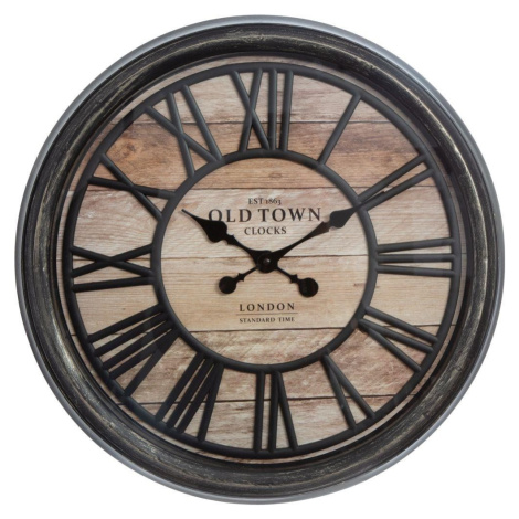 3D nástenné hodiny Old Town 50 cm hnedé DekorStyle