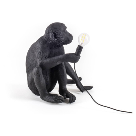 Terasové LED svietidlo Monkey Lamp sediace čierna SELETTI