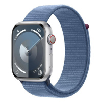 APPLE WATCH SERIES 9 GPS + CELLULAR 45MM SILVER ALUMINIUM CASE WITH WINTER BLUE SPORT LOOP,MRMJ3