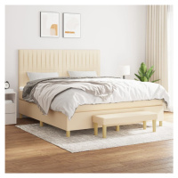 vidaXL Posteľný rám boxspring s matracom krémový 180x200 cm látka