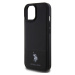 U.S. Polo PU Leather Mesh Pattern Double Horse Zadný Kryt pre iPhone 15 Black