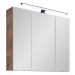 Hnedá závesná kúpeľňová skrinka so zrkadlom 75x70 cm Set 374 - Pelipal