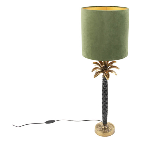 Stolová lampa v štýle art deco so zamatovým odtieňom zelená 25 cm - Areka QAZQA