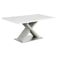 Jedálenský stôl, biela s vysokým leskom HG/betón, 160x90 cm, FARNEL