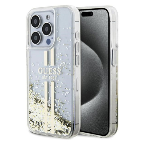 Guess PC/TPU Liquid Glitter Gold Stripe Apple iPhone 15 Pro GUHCP15LLFCSEGT Transparent