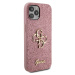 Guess PU Fixed Glitter 4G Metal Logo Zadný Kryt pre iPhone 12/12 Pro Pink