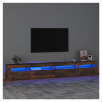 vidaXL TV skrinka s LED svetlami dymový dub 270x35x40 cm