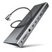 AXAGON HMC-4KX3 USB 5Gbps hub, 3x USB-A, 2x HDMI, DP, RJ-45 GLAN, SD/microSD, audio, PD 100W, ká