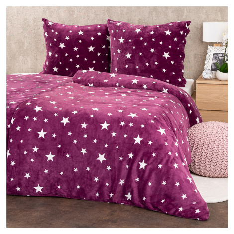 4Home Obliečky mikroflanel Stars violet, 140 x 200 cm, 70 x 90 cm