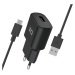 Nabíjačka XQISIT NP Travel Charger Single USB-A 2.4A w. USB- black (50857)